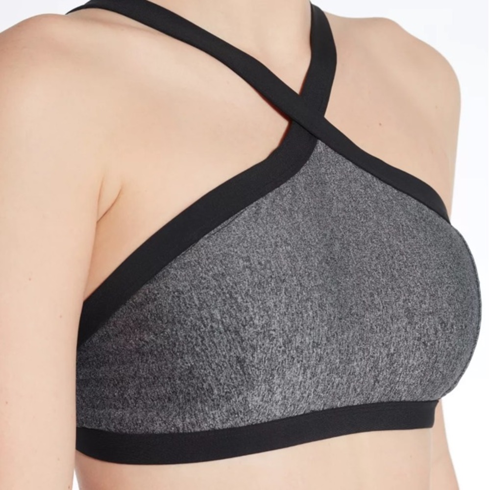 CALIA Women's High Neck Solid Cross Front Swim Top